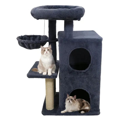 Dark Gray 33.5" Multi-Level Cat Tree With 2-Tier Condo, Sisal Scratching Posts & Anti-Toppling Device For Cats - view 5