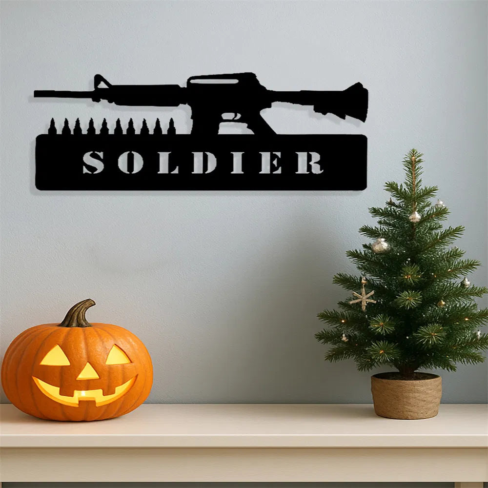 Vintage Patriotic Soldier iron Sign American Military Wall Decor for Home Bar Garage - view 4