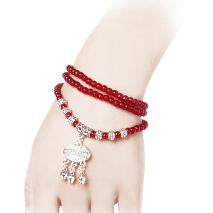 Red Agate Beaded Good Lock Bracelet - view 3