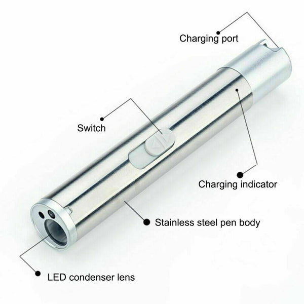 3 In1 1mw USB Rechargeable Pet Toy Pen Flashlight Red Laser Beam UV Light 3-Modes Lamp - view 2