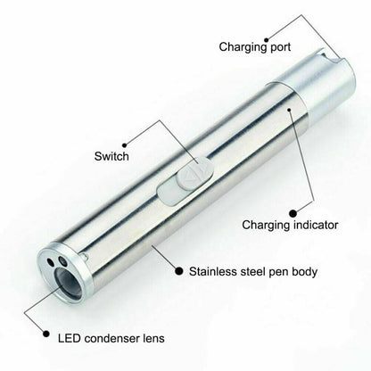 3 In1 1mw USB Rechargeable Pet Toy Pen Flashlight Red Laser Beam UV Light 3-Modes Lamp - view 2