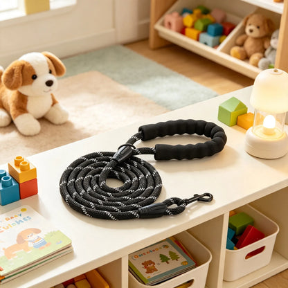 6ft Heavy Duty Dog Leash, Strong Nylon Rope Leash with Padded Handle & Reflective Threads - view 6