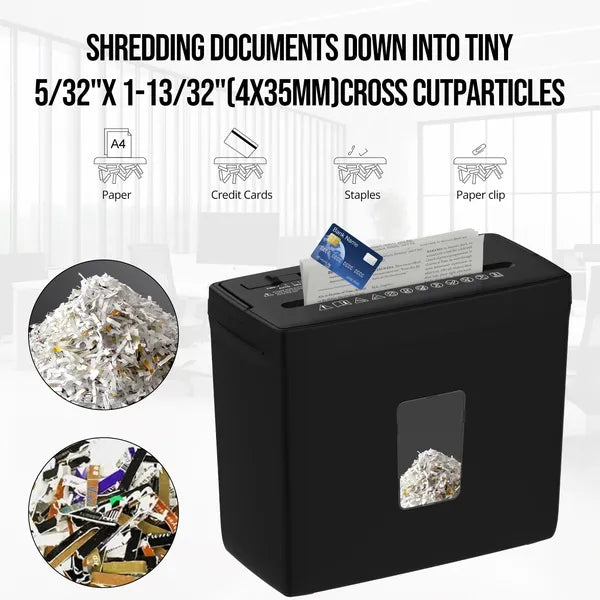 Paper Shredder For Home Use,5 Sheets Small Crosscut Paper Shredder,P-4 Security Level With 2.38-Gallon Basket - view 2