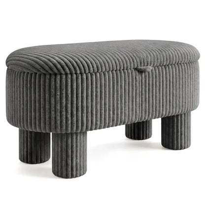 Gray 42 Inch Corduroy Storage Bench, Plush Foam Cushion & Hidden Compartment, 400LBS Seat Weight Capacity - view 2