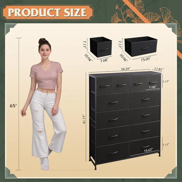 Tall Dresser For Bedroom With 12 Drawers, Dressers & Chests Of Drawers, Fabric Dresser For Closet, Living Room - view 8