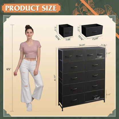 Tall Dresser For Bedroom With 12 Drawers, Dressers & Chests Of Drawers, Fabric Dresser For Closet, Living Room - view 8