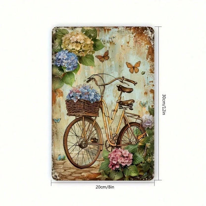 Retro Bicycle | 8x12 Inch Metal Tin Sign Waterproof Rustproof Vintage Wall Decor Classic Bicycle Pattern Hanging Plaque