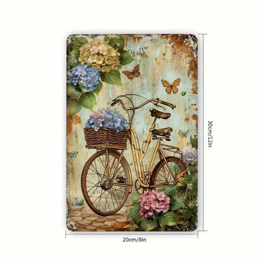 Retro Bicycle | 8x12 Inch Metal Tin Sign Waterproof Rustproof Vintage Wall Decor Classic Bicycle Pattern Hanging Plaque