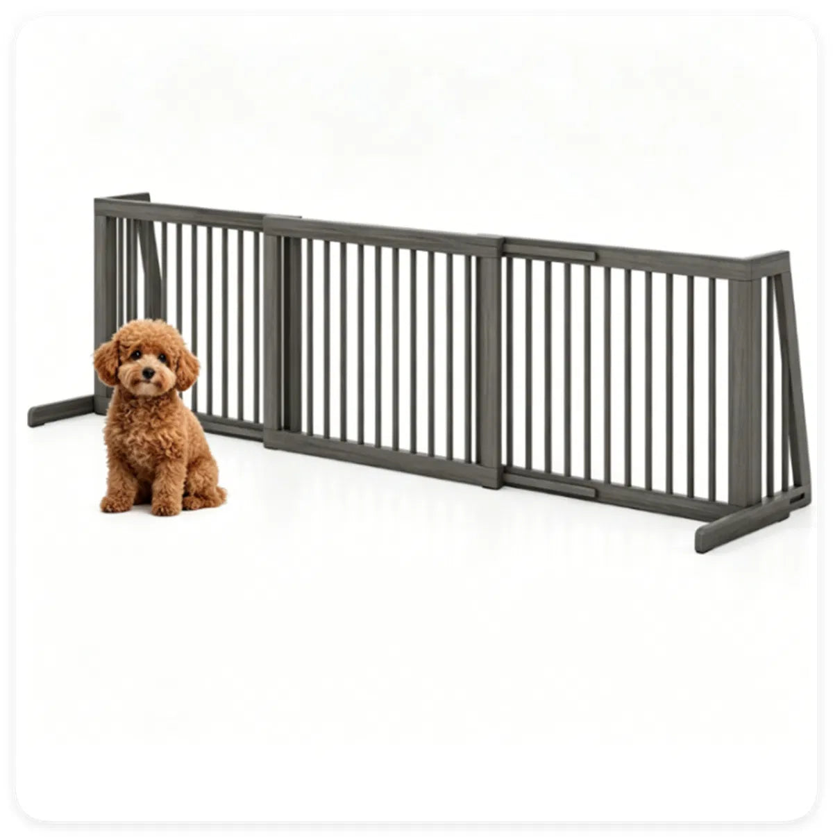 Adjustable Expandable Wooden Pet Gate 22 Inch Tall Freestanding Safety Fence - view 9