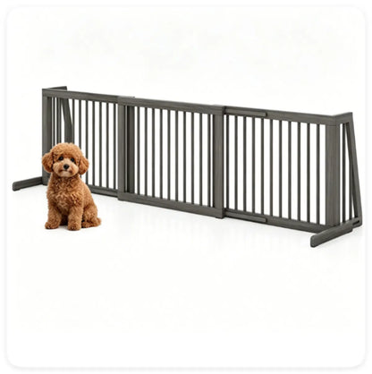 Adjustable Expandable Wooden Pet Gate 22 Inch Tall Freestanding Safety Fence - view 9