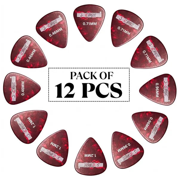 5 Core Guitar Picks 12 Piece Celluloid Light Medium Heavy Extra Heavy For Acoustic Electric Guitars - view 9