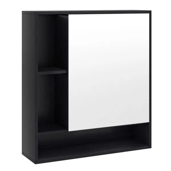 2 In 1 Mirrored Bathroom Wall Cabinet, Space-Saving Medicine Cabinet With Hidden Storage & Shelves - Black - view 5