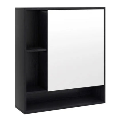 2 In 1 Mirrored Bathroom Wall Cabinet, Space-Saving Medicine Cabinet With Hidden Storage & Shelves - Black - view 5