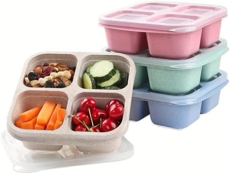 1PC Snack Containers, Divided Bento Lunch Snack Box With Transparent Lids