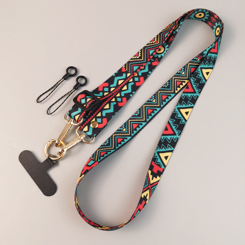 Women's Long Cross-body Retro Totem Pattern Mobile Phone Lanyard
