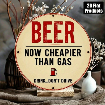 Beer Is Cheaper Than Gas Wooden Wall Art, Than Gas Wooden Wall Art, Wooden Wall Art, Vintage Gas Station Bar Sign - view 2