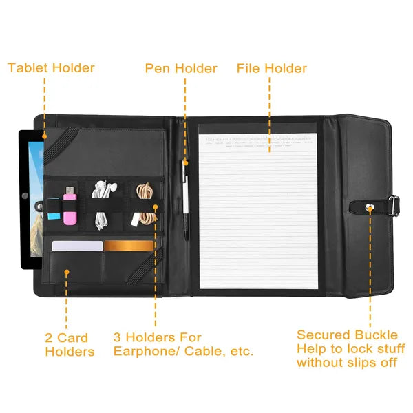 Padfolio Portfolio Folder Business Document Organizer PU Leather Padfolio Holder Case - view 4