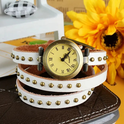 Fashionable Rivet Leather Belt Retro Watch Hand Chain - view 3