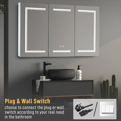 LED Bathroom Wall Cabinet, 3 Door Bathroom Mirror Cabinet, white - view 5