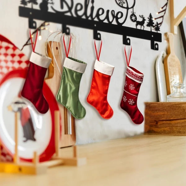 Santa Snowman Iron Wall Hooks Festive Stocking Decoration Multi-function Hangers