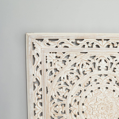 White Square Shape Handcrafted Wooden Wall Decor 36inchx36inch Elegant Home Accent - view 2