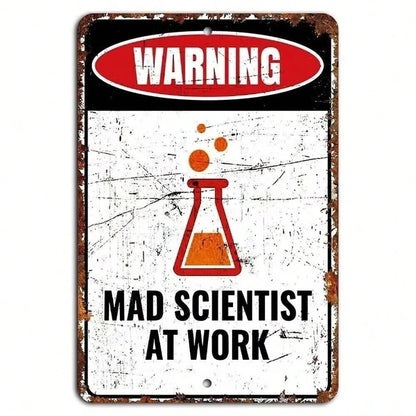 Warning Mad Scientist At Work Rustic Sign Creative Lab Caution Decor - view 3