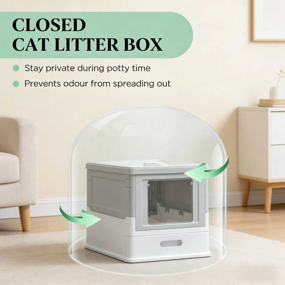 Stainless Steel Enclosed Litter Box for Cats - view 2