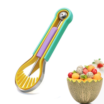 3-in-1 Fruit Digger Fruit Carving Knife Set Cutter Fruit Platter Separator Kitchen Gadgets Watermelon Ice Cream Baller - view 2
