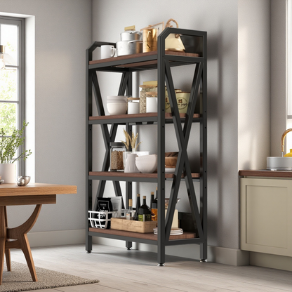 56.30'' Bakers Rack 4-Level Storage Shelves Metal And Wooden Kitchen Shelves, Kitchen Organizers And Storage - view 9
