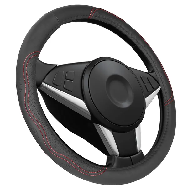 Steering Wheel Cover 14.5in-15in Diameter Universal Fiber Leather Car - view 4