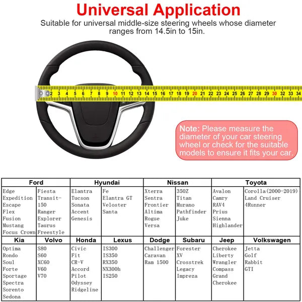 Steering Wheel Cover 14.5in-15in Diameter Universal Fiber Leather Car Steering Wheel Protector - view 3