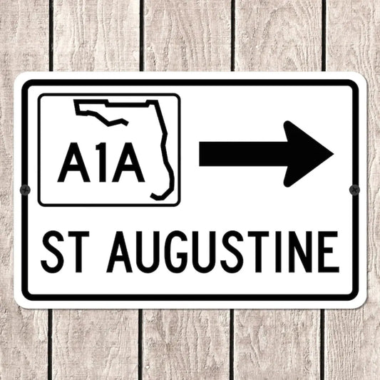 St Augustine Florida A1A Highway Metal Road Sign Souvenir Wall Decor