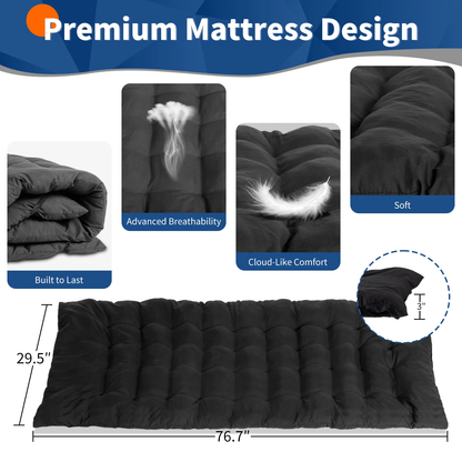 Folding Camping Cot Bed With Soft Pad, Portable Outdoor Cot, Adults Sleeping Bed For Home Office Nap Beach Travel, Black - view 2