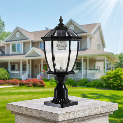 Black Solar Powered LED Outdoor Lantern, Vintage Garden Light With Elegant Glass Design For Pathways, Yards - view 8