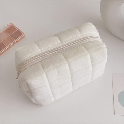Plush Makeup Bag Checkered Cosmetic Bag Cosmetic Travel Bag Large Zipper Travel Toiletry Bag Portable Multi Functional - view 10