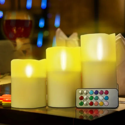 3Pcs Flameless Candles Votive Candles Wireless Battery Operated LED Flickering Candles W / Remote Control Timer - view 3