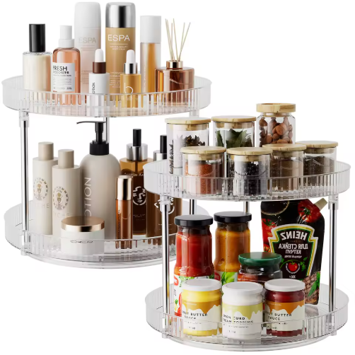 Double-layer Turntable Rotating Spice Rack Organization Spinning Organizer - view 4
