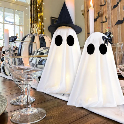 Light Up Halloween Scary Ghost Decorations, Set of 2 DIY Spooky Crafts for Indoor Home Mantel Shelf & Tabletop Decor - view 4