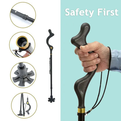 Posture Cane Adjustable Height Walking Stick Hiking Walking Aid Cane - view 6