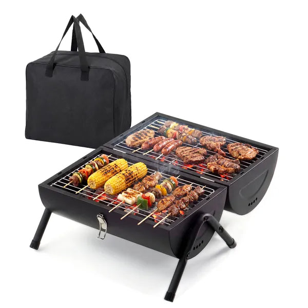 Portable Charcoal Grill Outdoor Stove, Two Side Carbon Griller For BBQ