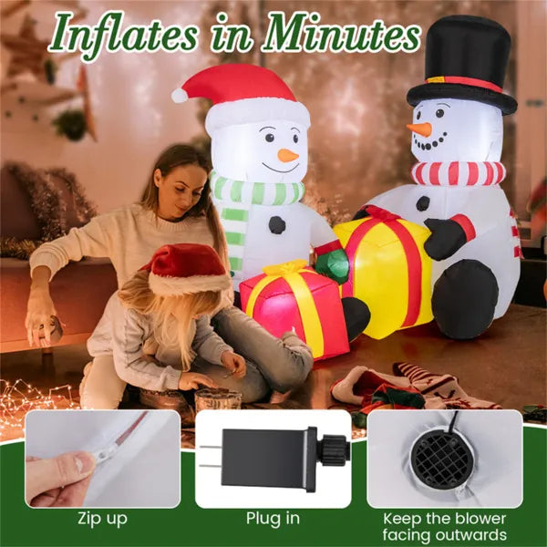 5 Feet Snowman Christmas Inflatables With Gift Boxes - view 6