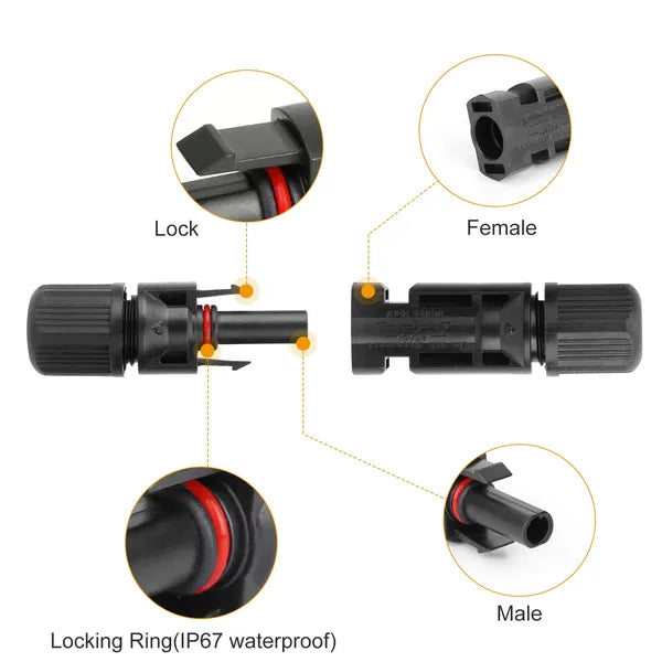 10 Pairs Solar Panel Connectors Solar Wire Adapter Male/Female IP67 Waterproof Connector - view 2