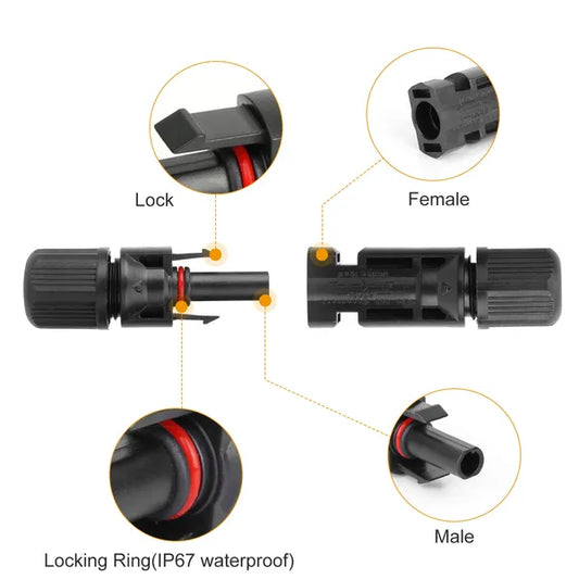 10 Pairs Solar Panel Connectors Solar Wire Adapter Male/Female IP67 Waterproof Connector - view 2