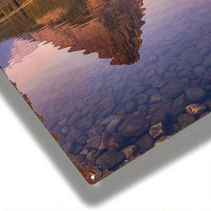 Mountain Lake Reflection Metal Sign, 8x12 Inch Decorative Wall Art, Durable Metal Plaque Painting For Bedroom Kitchen - view 5