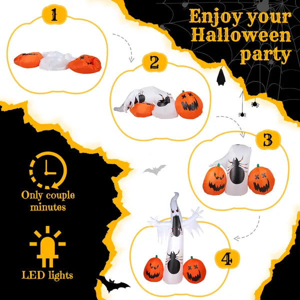 11.8 FT Halloween Inflatables Ghost Spider Pumpkin Outdoor Decorations - view 3