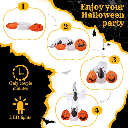 11.8 FT Halloween Inflatables Ghost Spider Pumpkin Outdoor Decorations - view 3