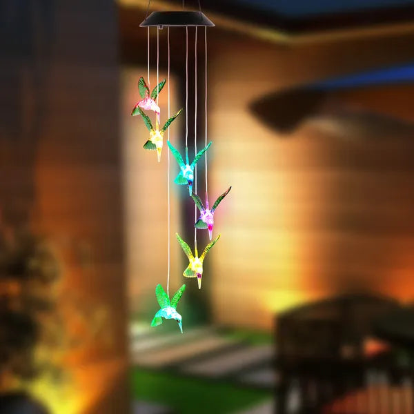 LED Solar Hummingbird Wind Chime Solar String Lights 6 LEDs Color-Changing IP65 Waterproof Decorative Lamp - view 5