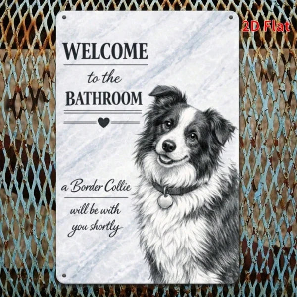 2D Flat Sheepdog Welcome Sign Vintage Printed Wall Art Waterproof Rustic Hanging Plaque Decor For Restroom Home Bedroom - view 4