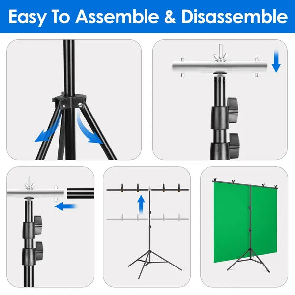 5×6.5FT T-Shape Photo Video Backdrop Stand Heavy Duty Background Stand Adjustable Photography Backdrop Stand With - view 3