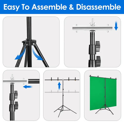 5×6.5FT T-Shape Photo Video Backdrop Stand Heavy Duty Background Stand Adjustable Photography Backdrop Stand With - view 3